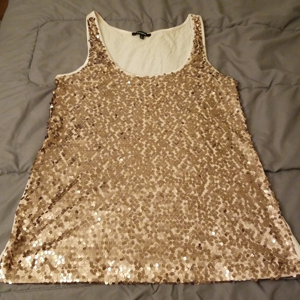 Express Sequin Tank large, pink, gold